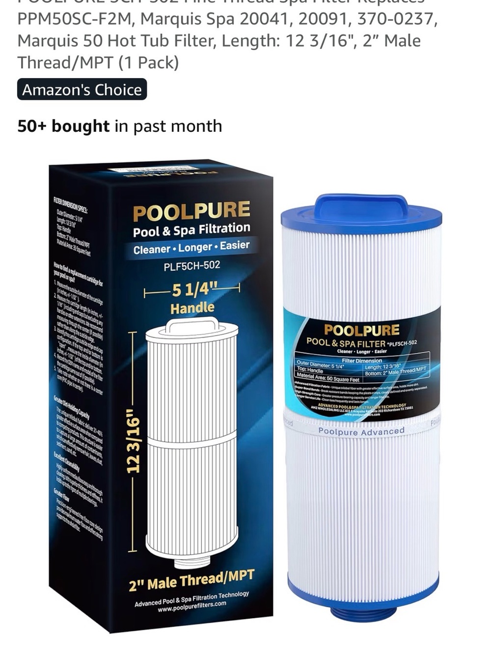 NEW PoolPure Spa & Hot Tub Replacement Filter - Blue & White